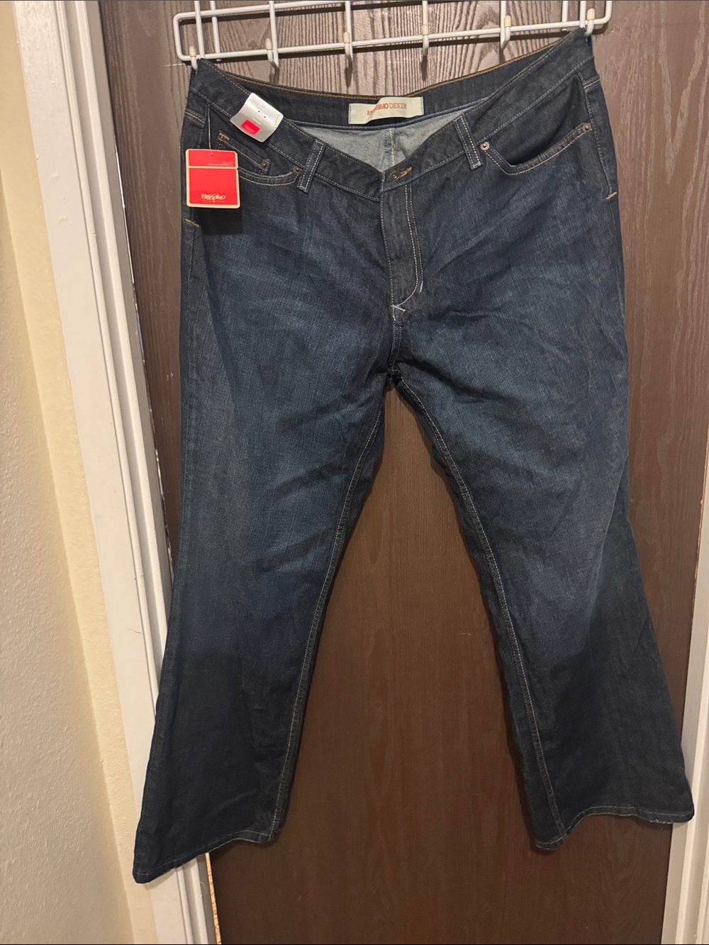 2004 Low Rise Boot Cut Dark Wash Denim Contrast Stitching Jeans Size 20W New